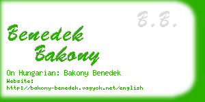 benedek bakony business card